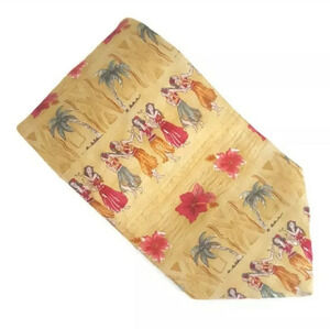 Haggar Black Label Hawaiian Hula Girl Palm Tree Novelty Tie